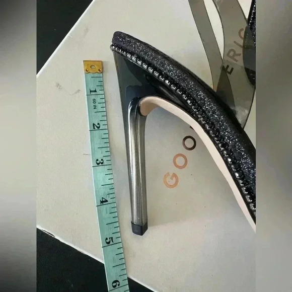 GOOD AMERICAN CRYSTAL CRUSH LUCITE SANDAL STILETTO HEELS SIZE 9 1/2 - Picture 5 of 11